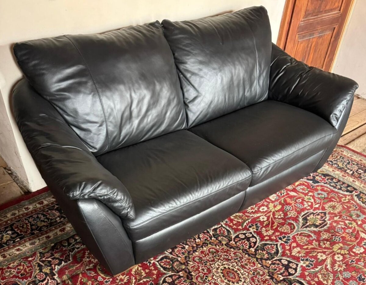 Černá kožená sedačka,5843 - 3