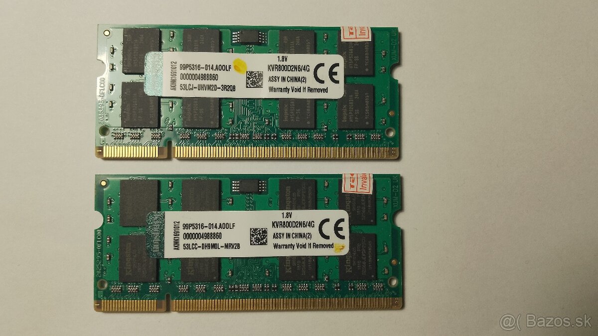 ...::: 8GB PC2 6400S - KVR800D2N6/4GB - 2ks :::... - 3
