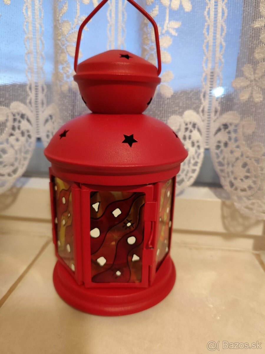 Červená lucerna kovová - 3