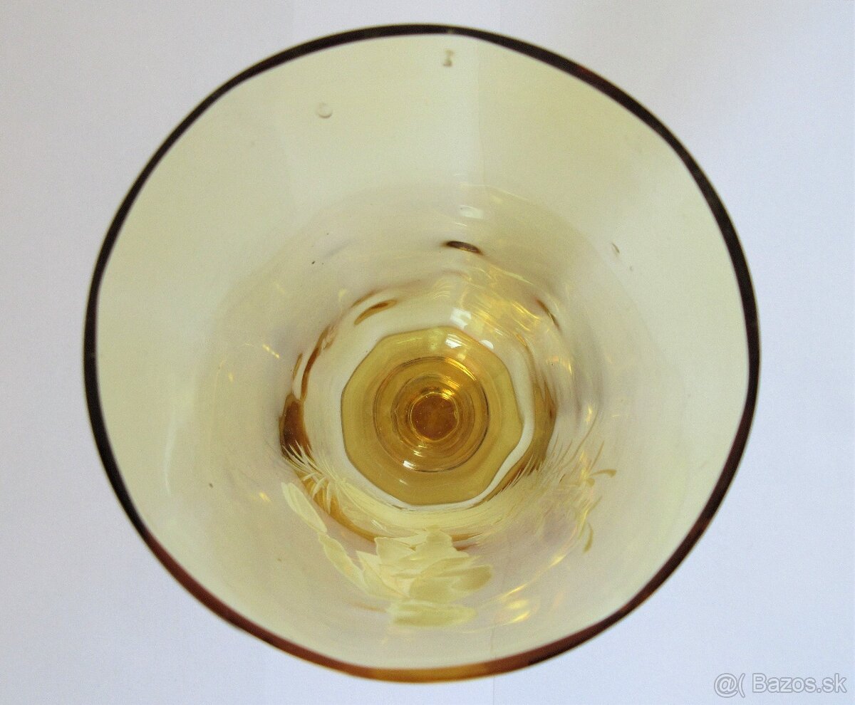 Starožitný pohár ručne maľovaný žltý - 3