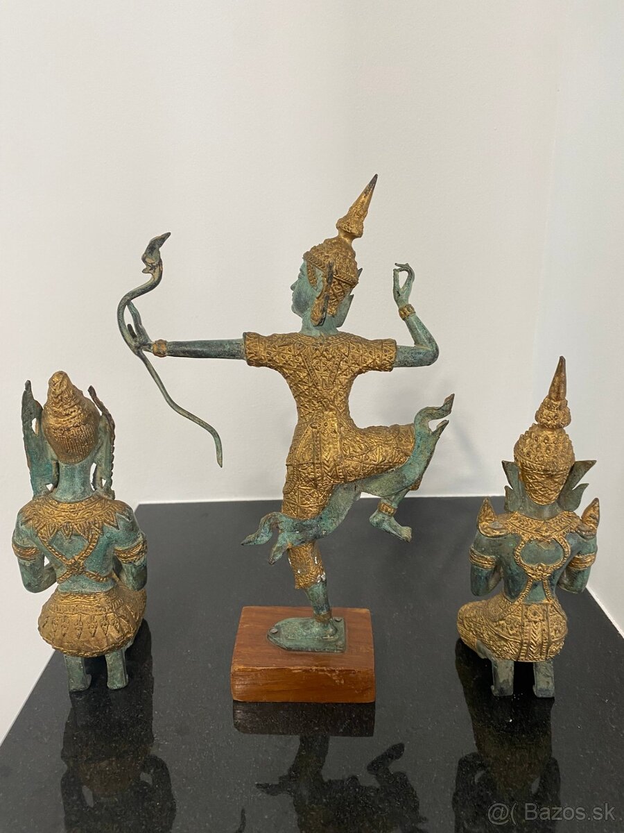 3 THAJSKÉ BRONZOVÉ SOŠKY PRINC RAMA + ANJELI TEPPHANOM - 3