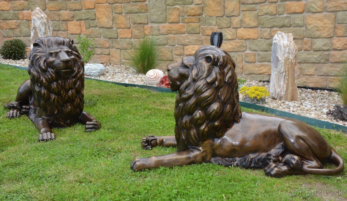 Zámecké bronzové sochy - Lvi - pár - 3