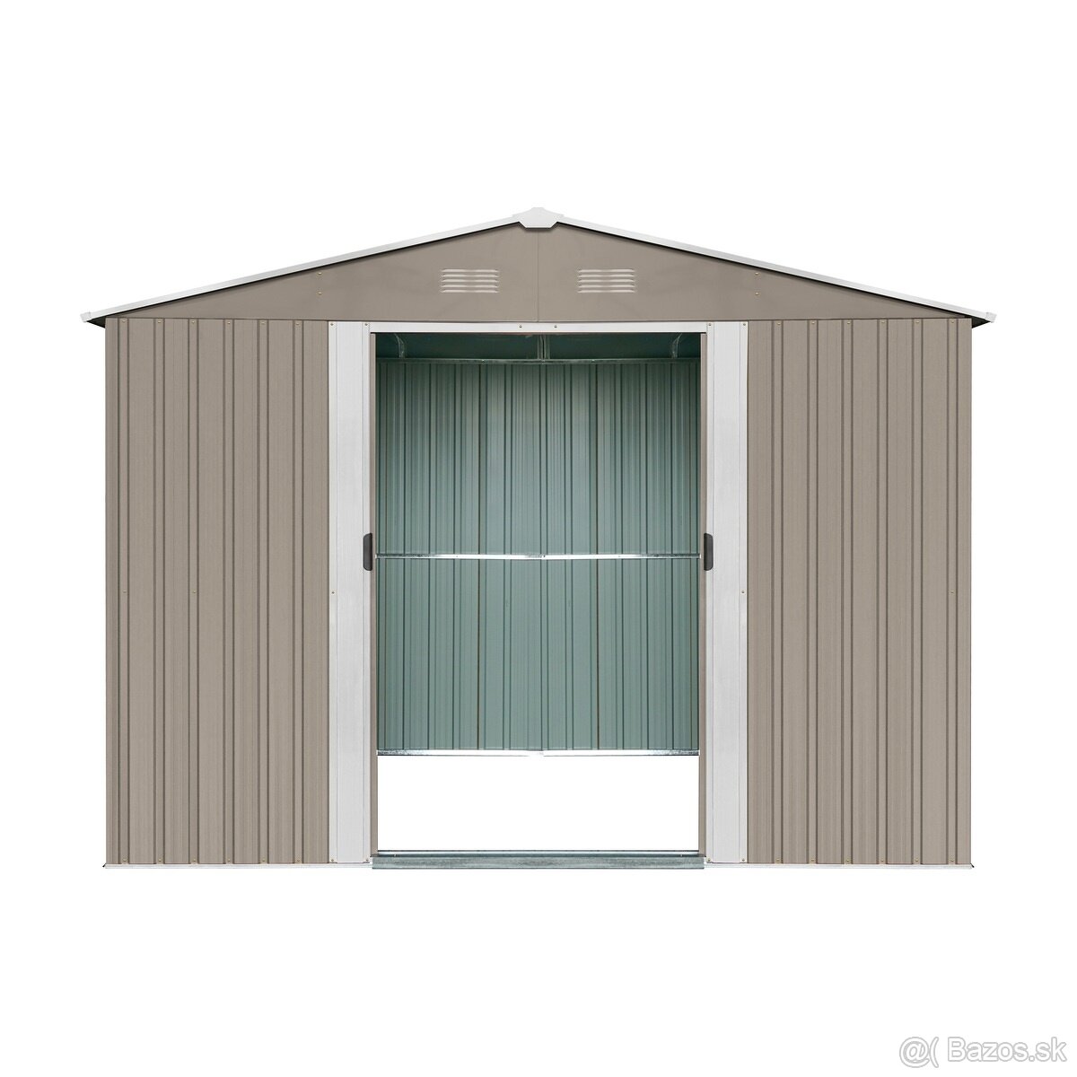 Záhradný domček kovový 3 x 3,7 m so sedlovou strechou hnedý - 3