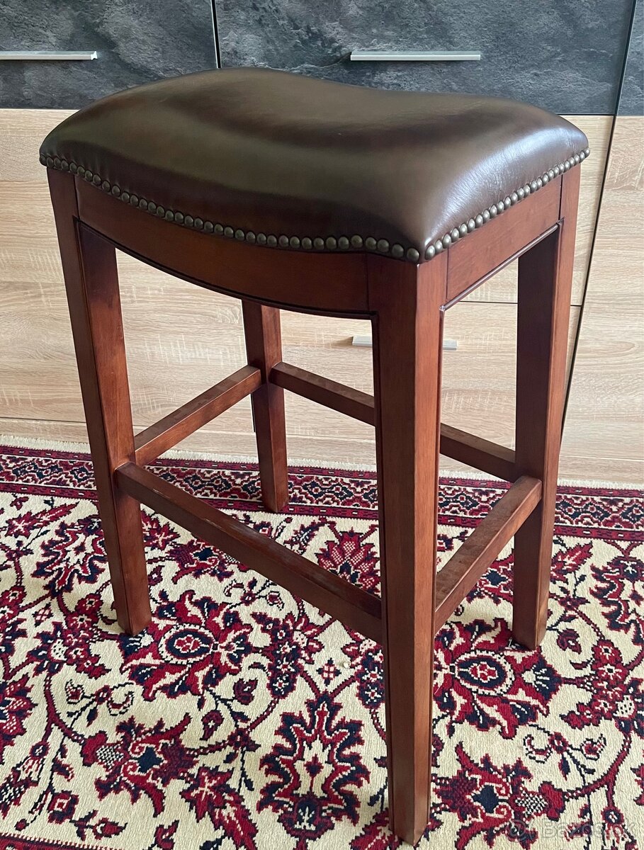 Stolička CHESTERFIELD pravá koža / masív buk - 3