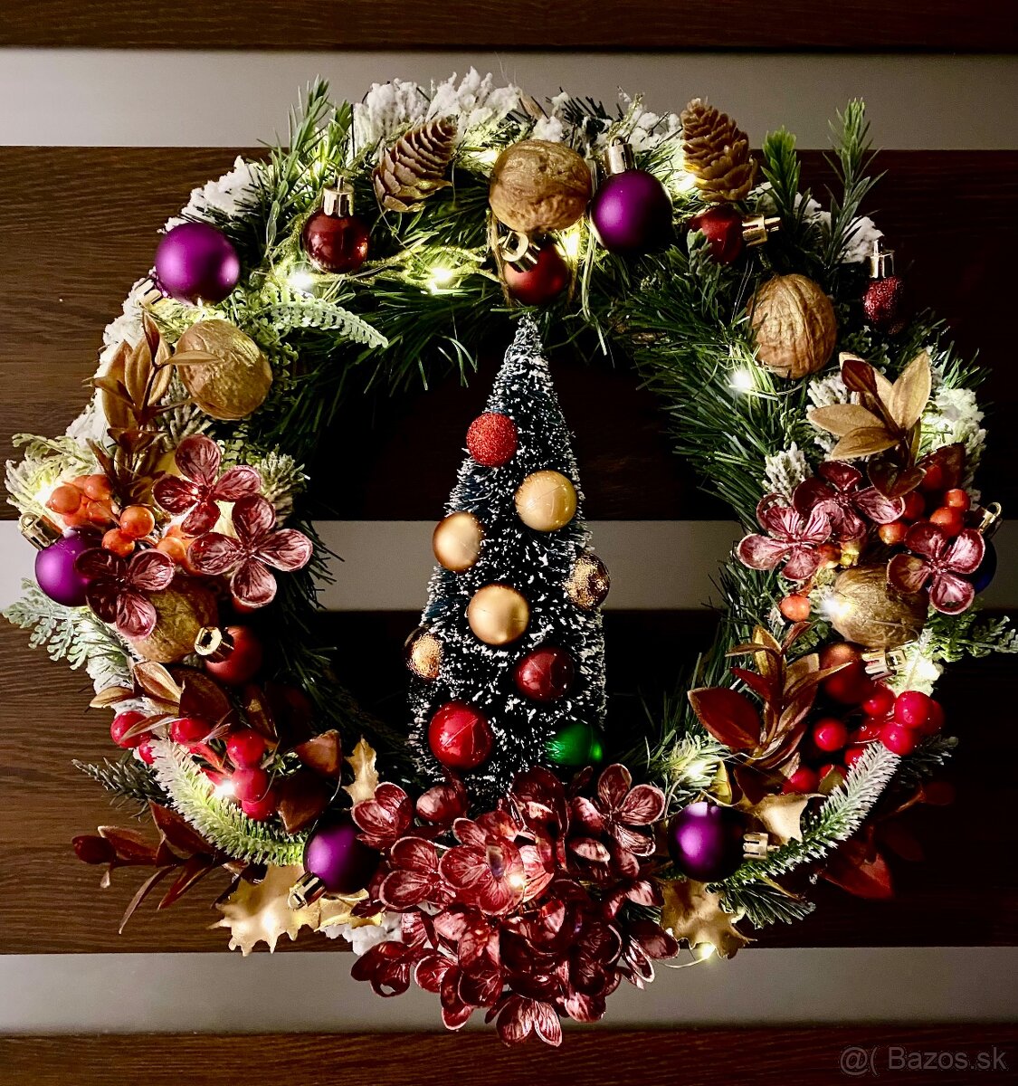 Vianočný veniec na dvere s LED podsvietením vianočná dekorác - 3