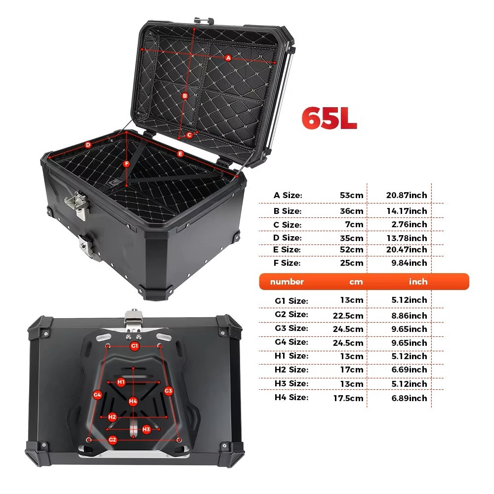 Zadní motokufr TopCase 65L hliníkový černý - 3