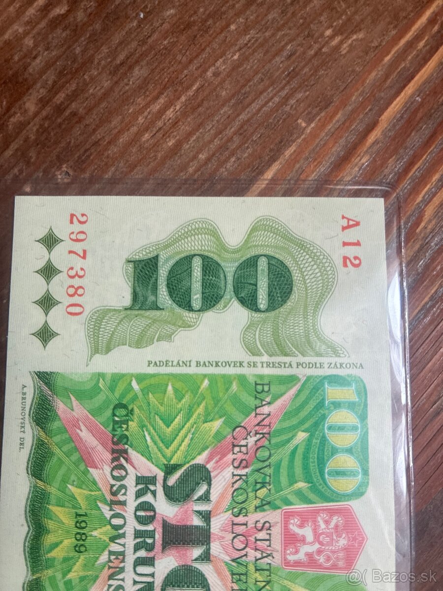 Bankovka 100Kčs 1989 - Gottwald UNC - 3