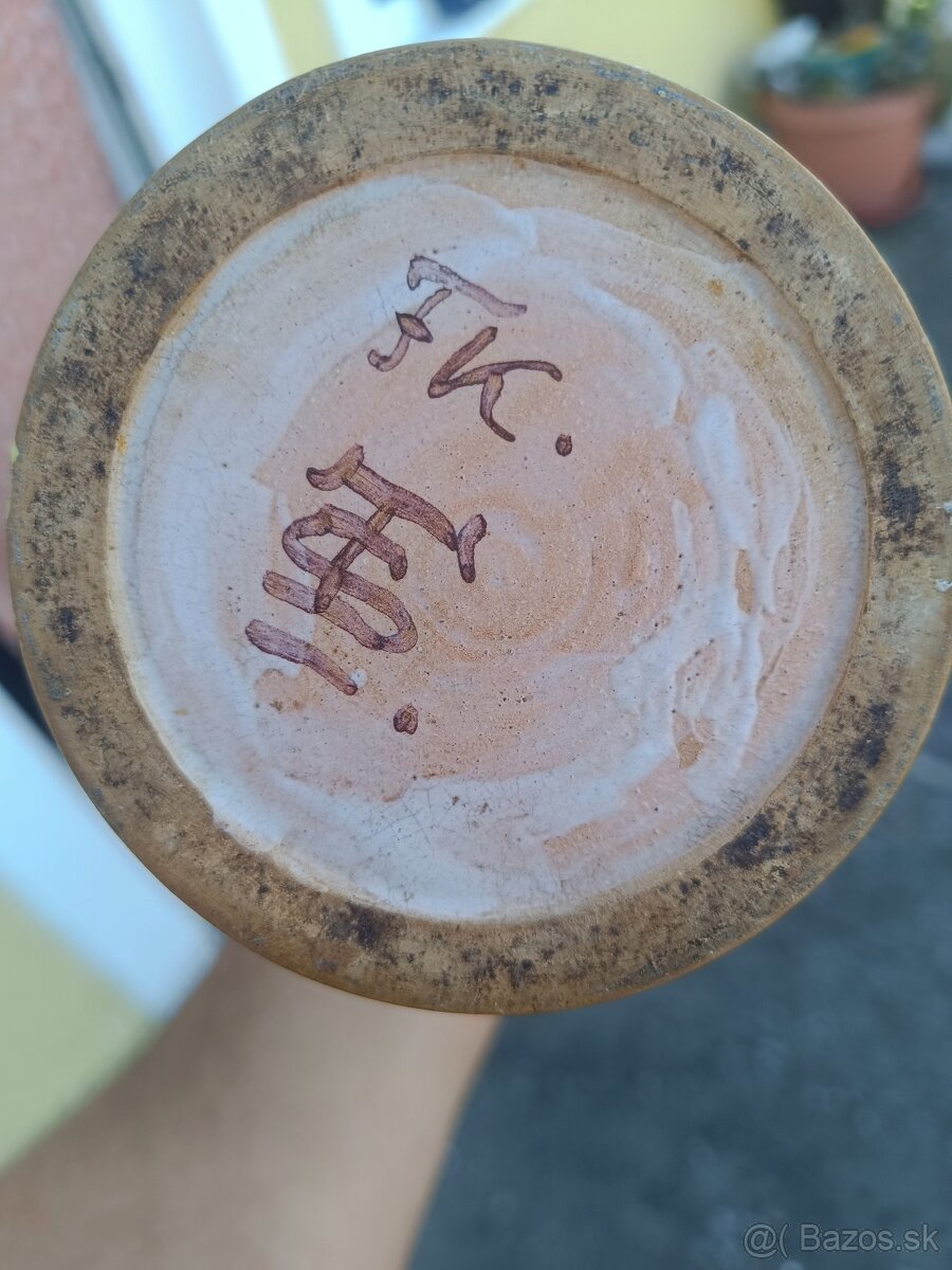 Keramika váza vzácna starožitná F. Kostka, 32cm, Stupava - 3