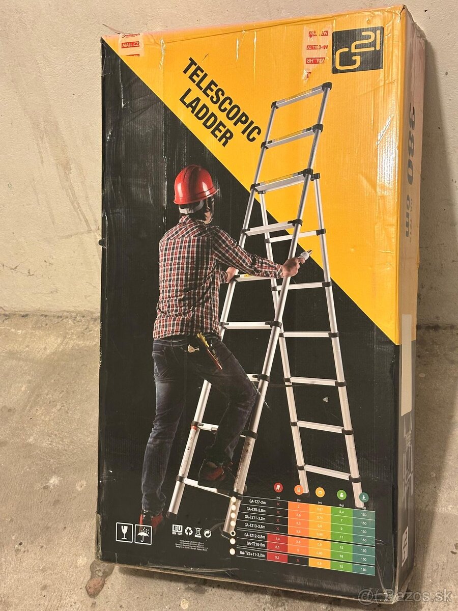 G21 Teleskopický rebrík GA-TZ12-3,8 m - 3