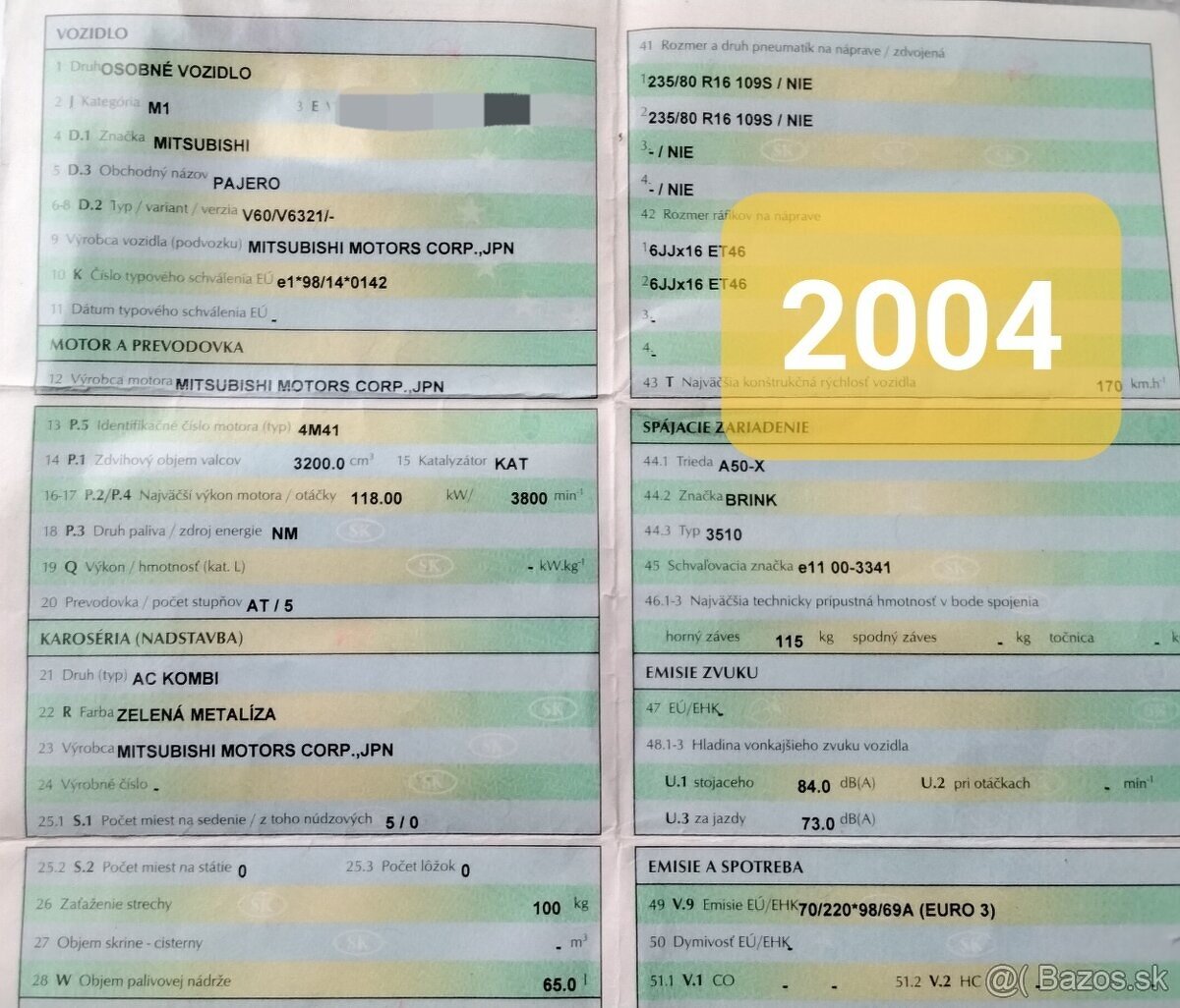Mitsubishi Pajero 3.2 DI-D 2004 predám MOTOR 4M41, TRYSKY - 3