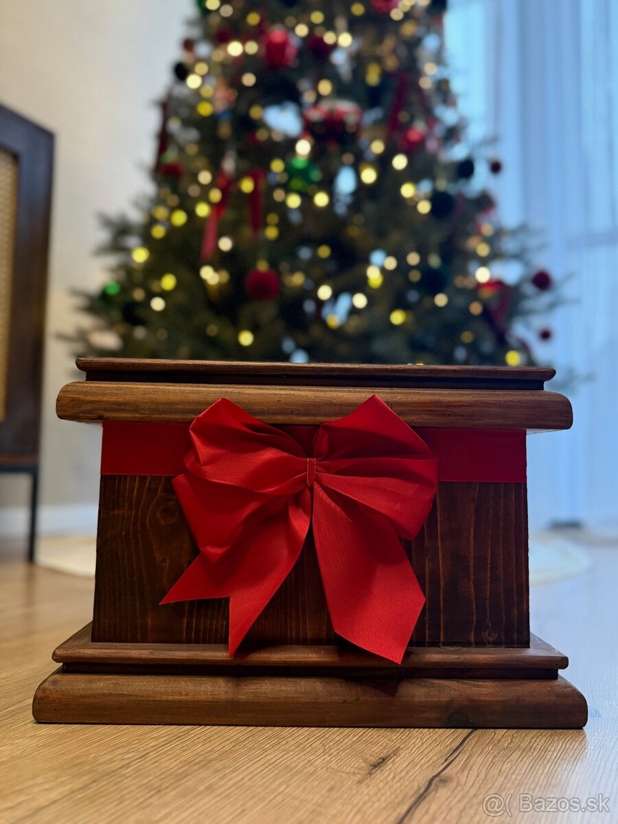 Vianoce - podstavec pod stromček, drevo, mašľa - 3