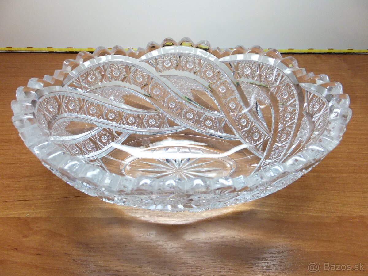 Retro luxusní křišťálová oválná broušená mísa. - 3