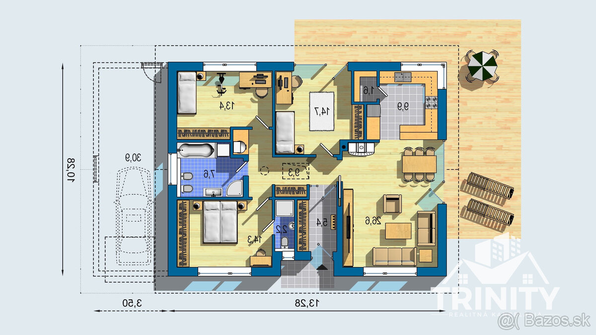 Na predaj novostavba 4-izbového rodinného domu s garážou a t - 3
