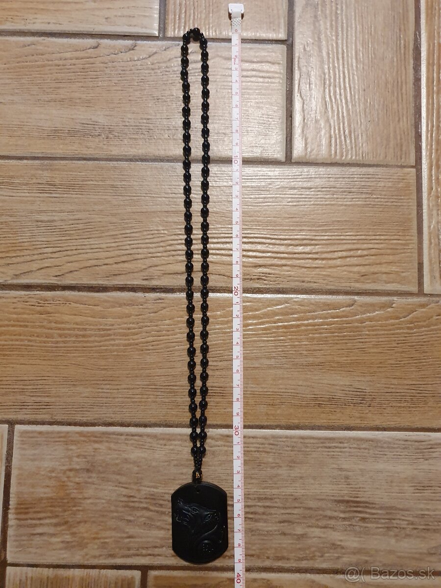 Prívesok - čierny obsidián VLK - 3