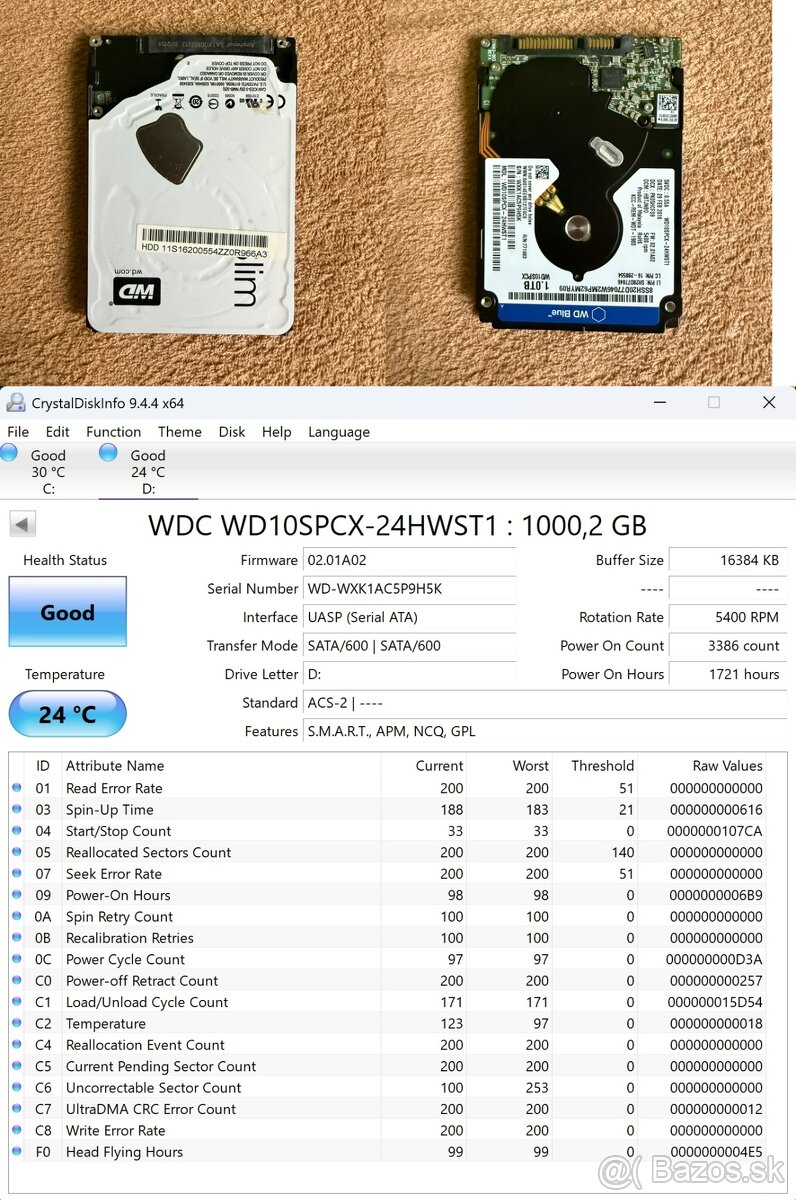 3x 1TB 2,5" disk SATA 3 + USB čítačka AXAGO Slimport - 3