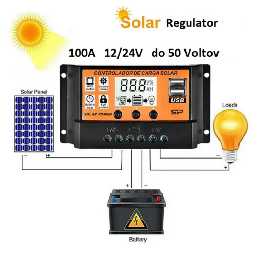 Novy Solarny regulator 100A (do 50 Voltov) - 3