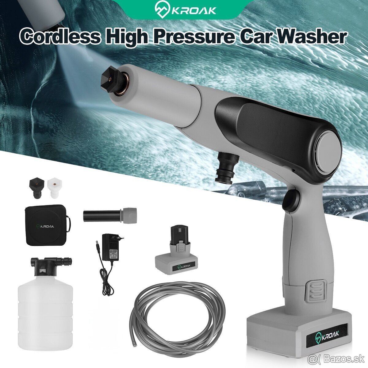 Kvalitná Nabíjacia Tlaková Čistiaca Pištoľ KROAK + Kufrík - 3