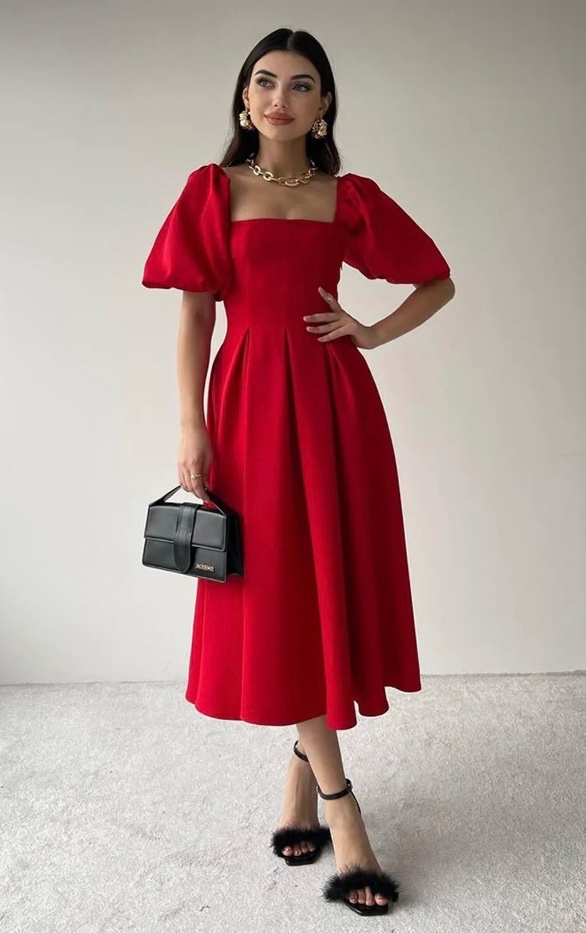 Červené midi šaty - 3