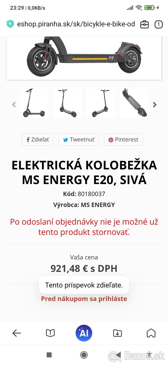 PREDÁM EL. KOLOBEŽKU MS ENERGY e20. - 3