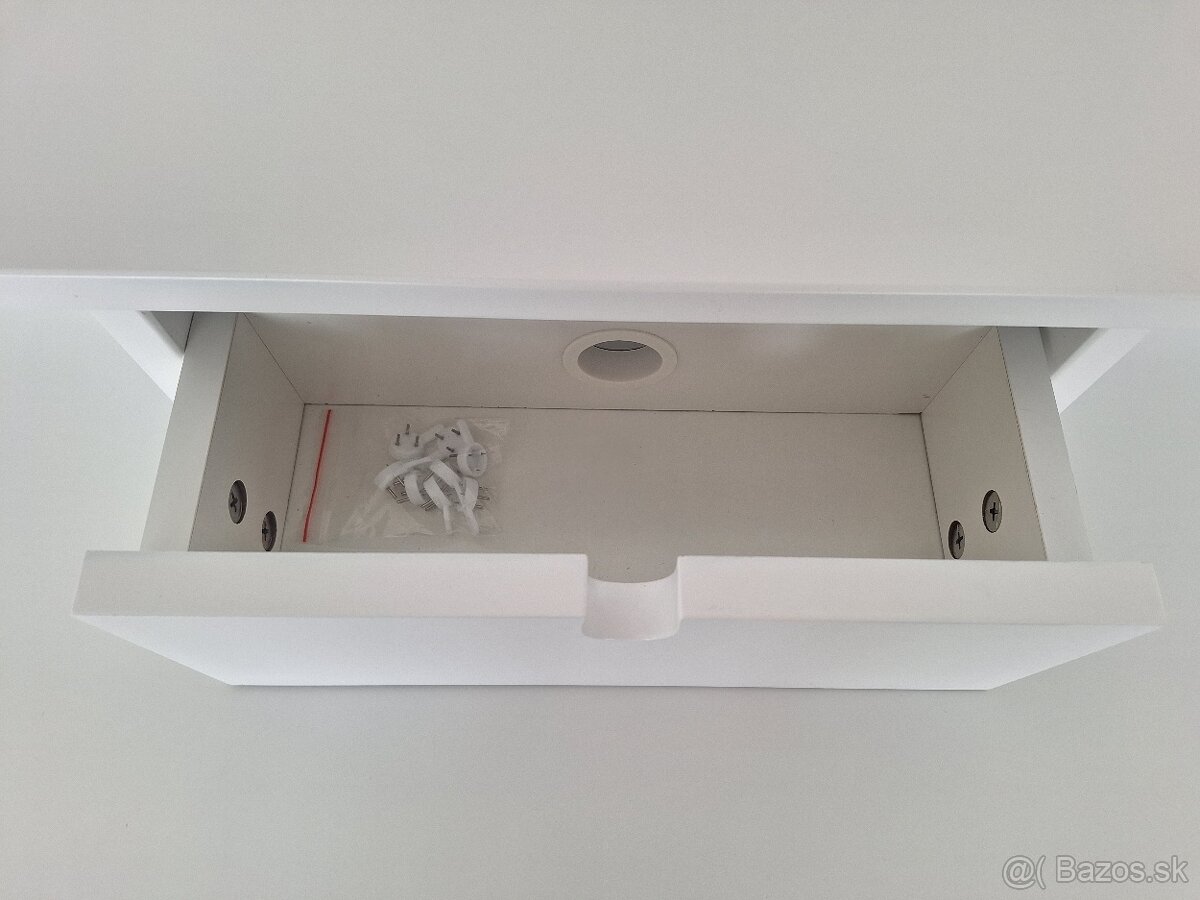 Kancelársky stôl Pascal so zásuvkou v bielej farbe s čiernym - 3