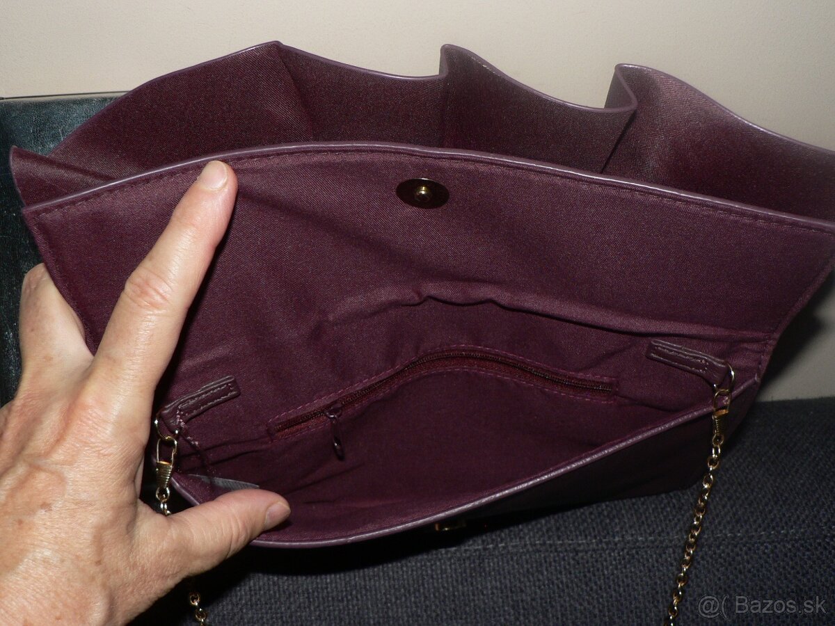 dámska listová kabelka bordovej farby - 3