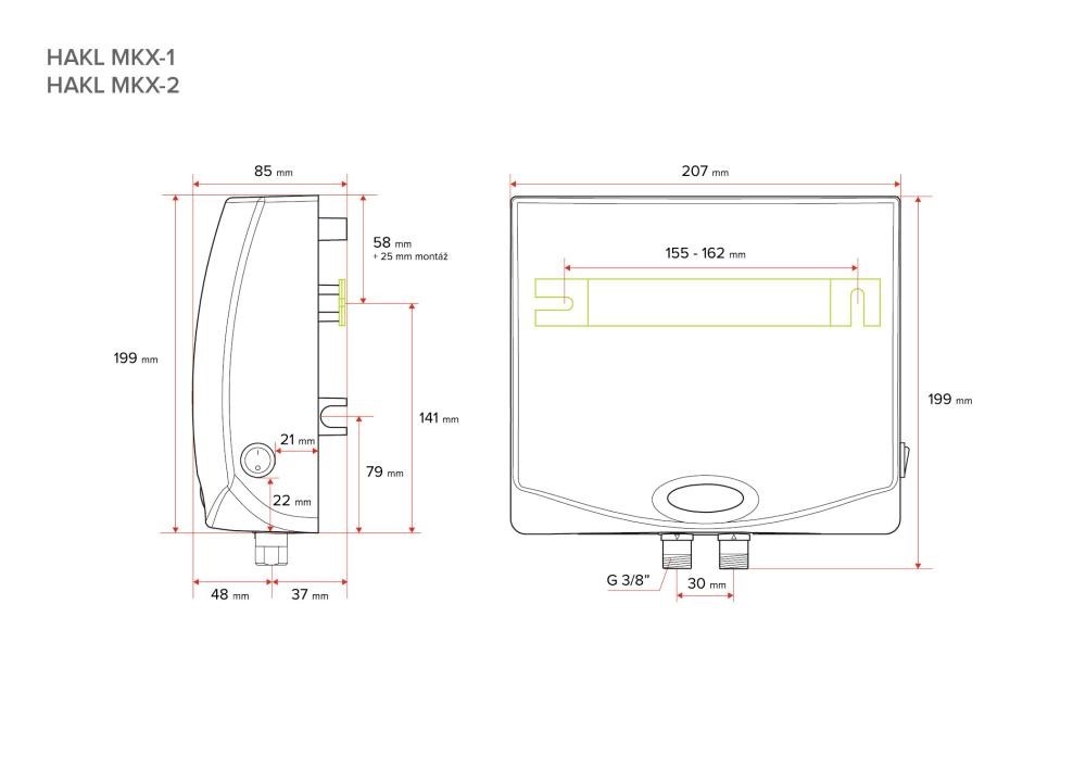 Prietokový ohrievač HAKL 3,5 / 5,5 kW - 3