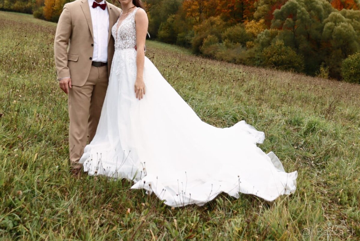 Svadobné šaty s lístočkami - 3