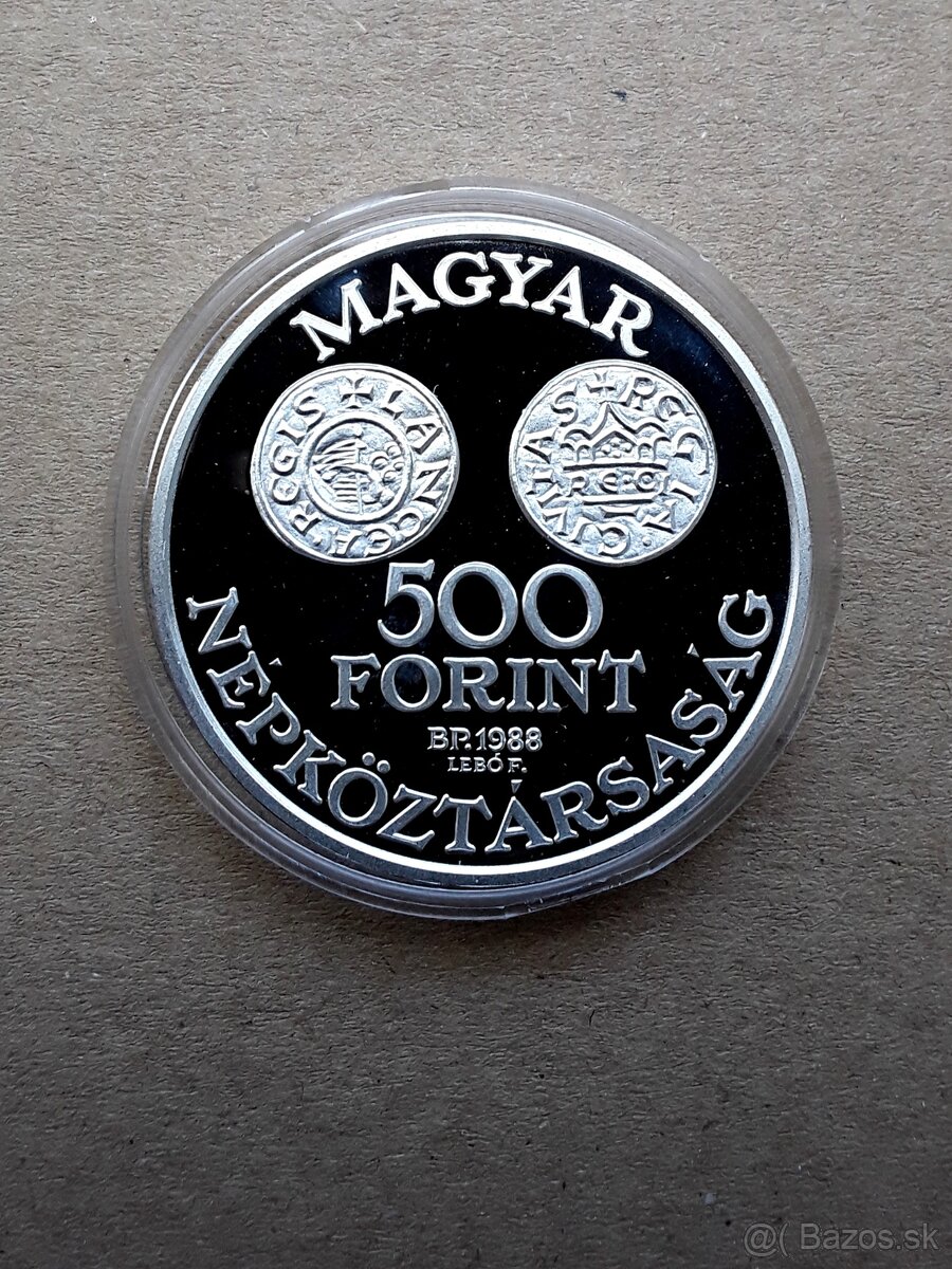 Minca 500 Forint 1988 proof, striebro - 3