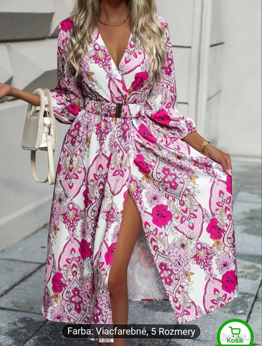 Dámske šaty nové bielo ružové XXL s opaskom - 3