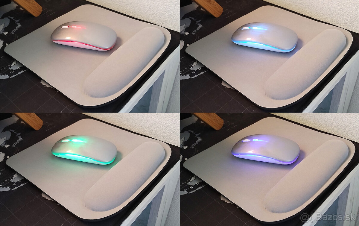 LED bezdrôtová myš s podložkou - sivá - 3