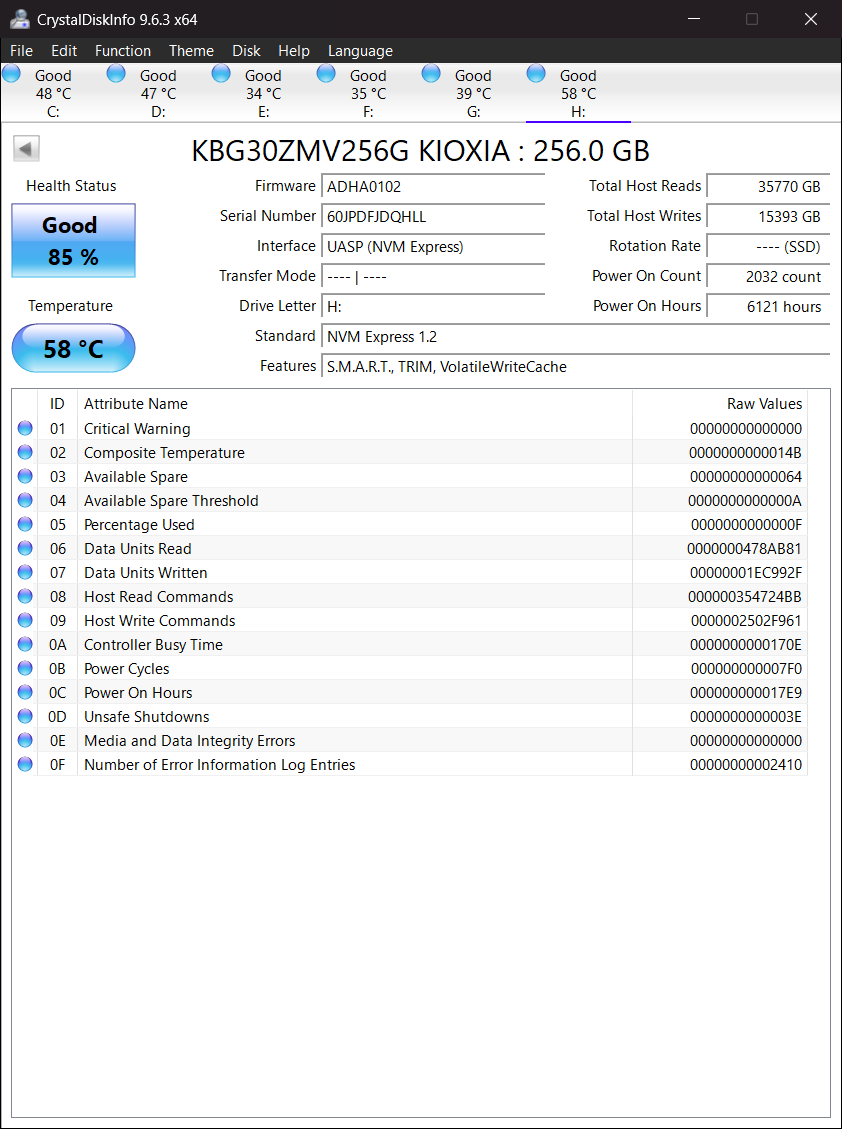 Toshiba Kioxia 256GB NVMe M.2 SSD - 3