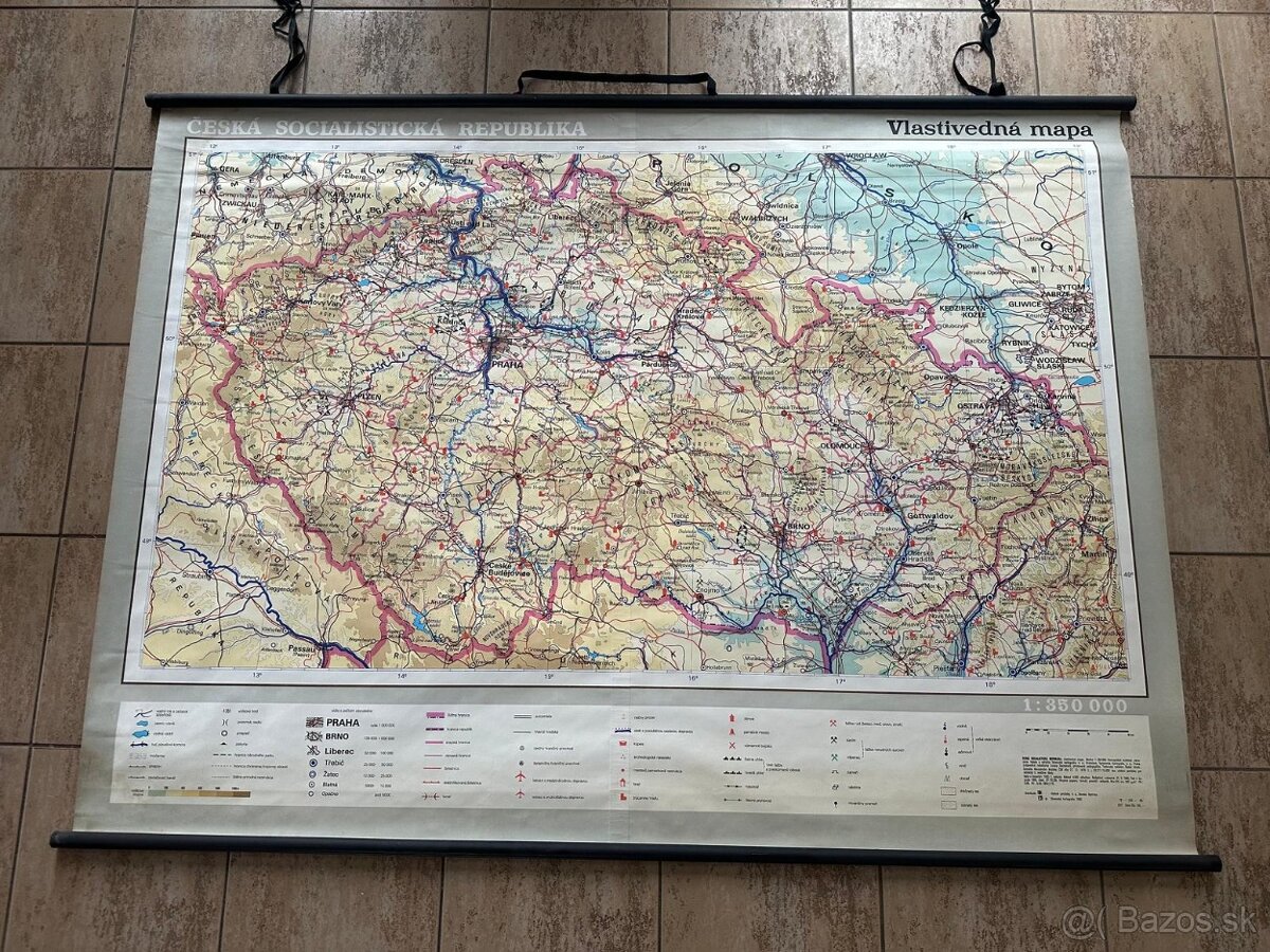 Nástenná Mapa - Československo, ČSSR, Slovensko a iné - 3