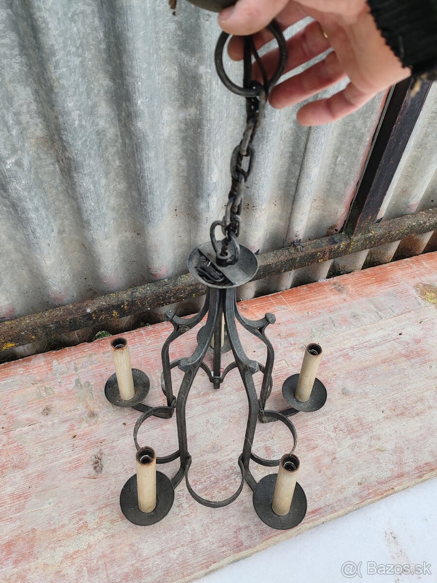 Stary kovaný luster - retro - 3