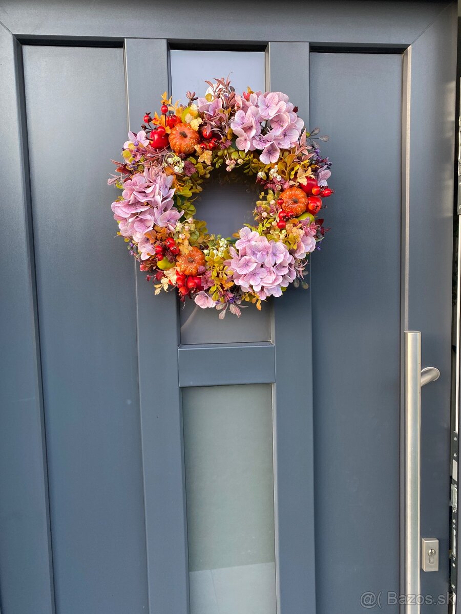 Jesenný veniec dekorácia na dvere 37cm Venček J8 - 3