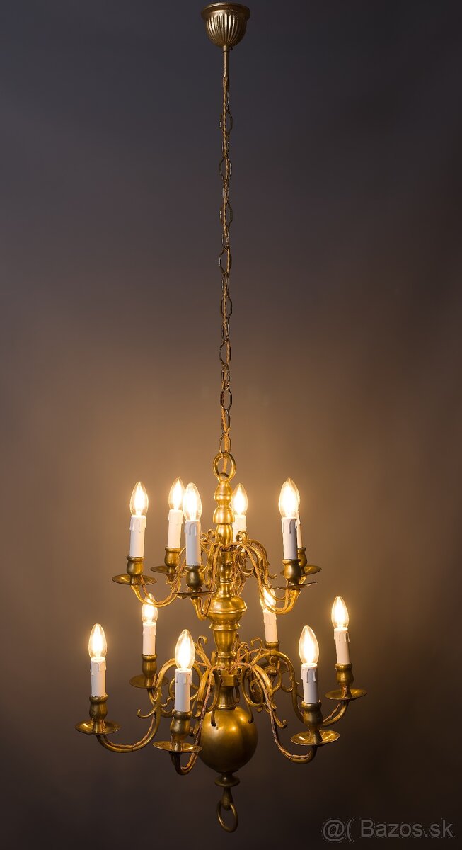 Dvanásťramenný starožitný luster z 18. storočia – holandský - 3
