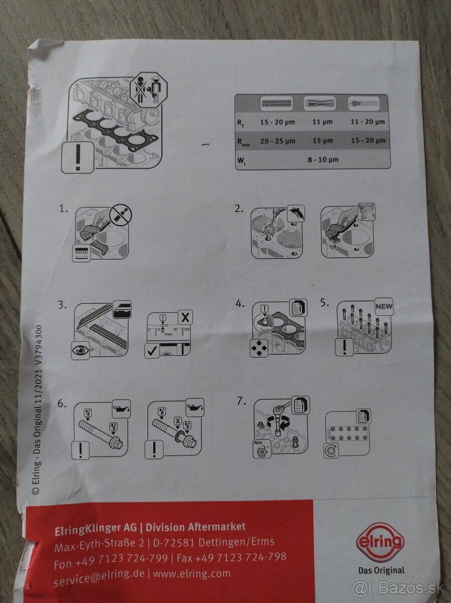 Tesnenie hlavy valcov Elring 729.050 - 3