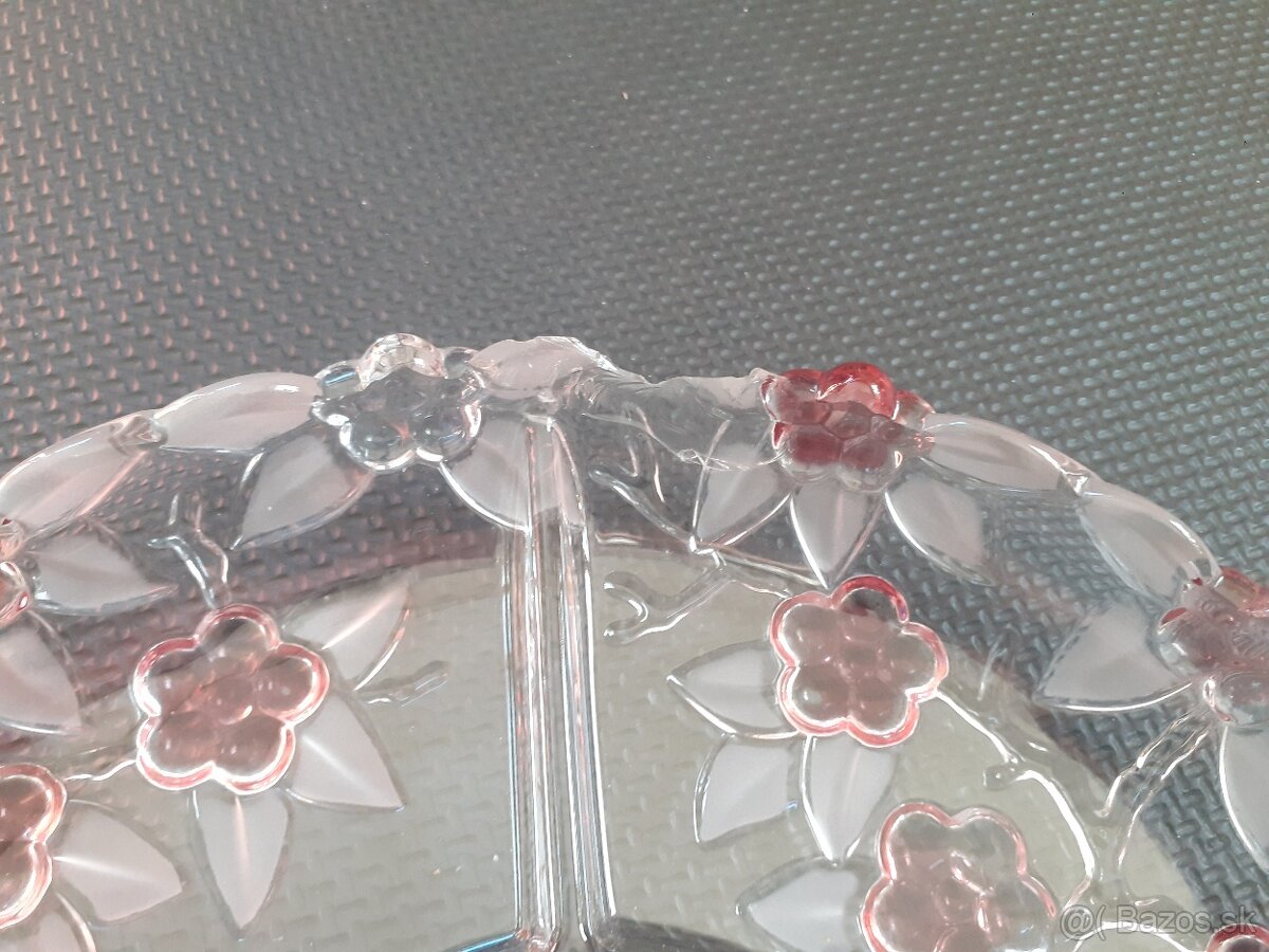 Sklenená stará ozdobná misa kabaret - 3