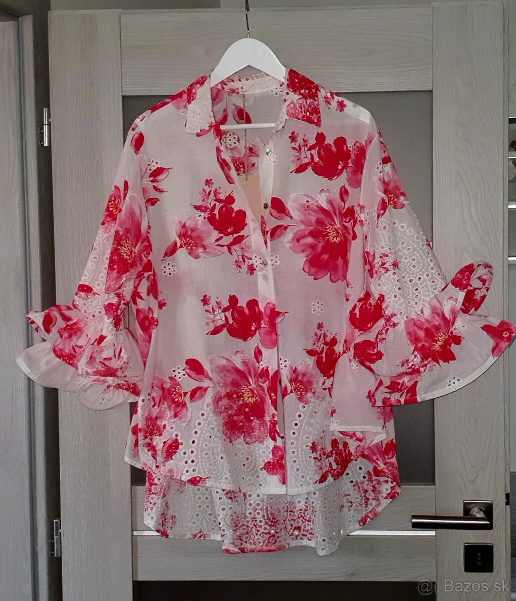 Bavlnená blúzka s madeirou - 3