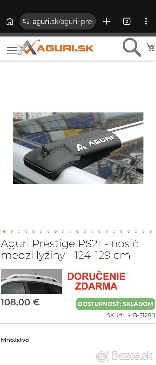 Nosič medzi lyžiny AGURI Prestige PS21 - 3