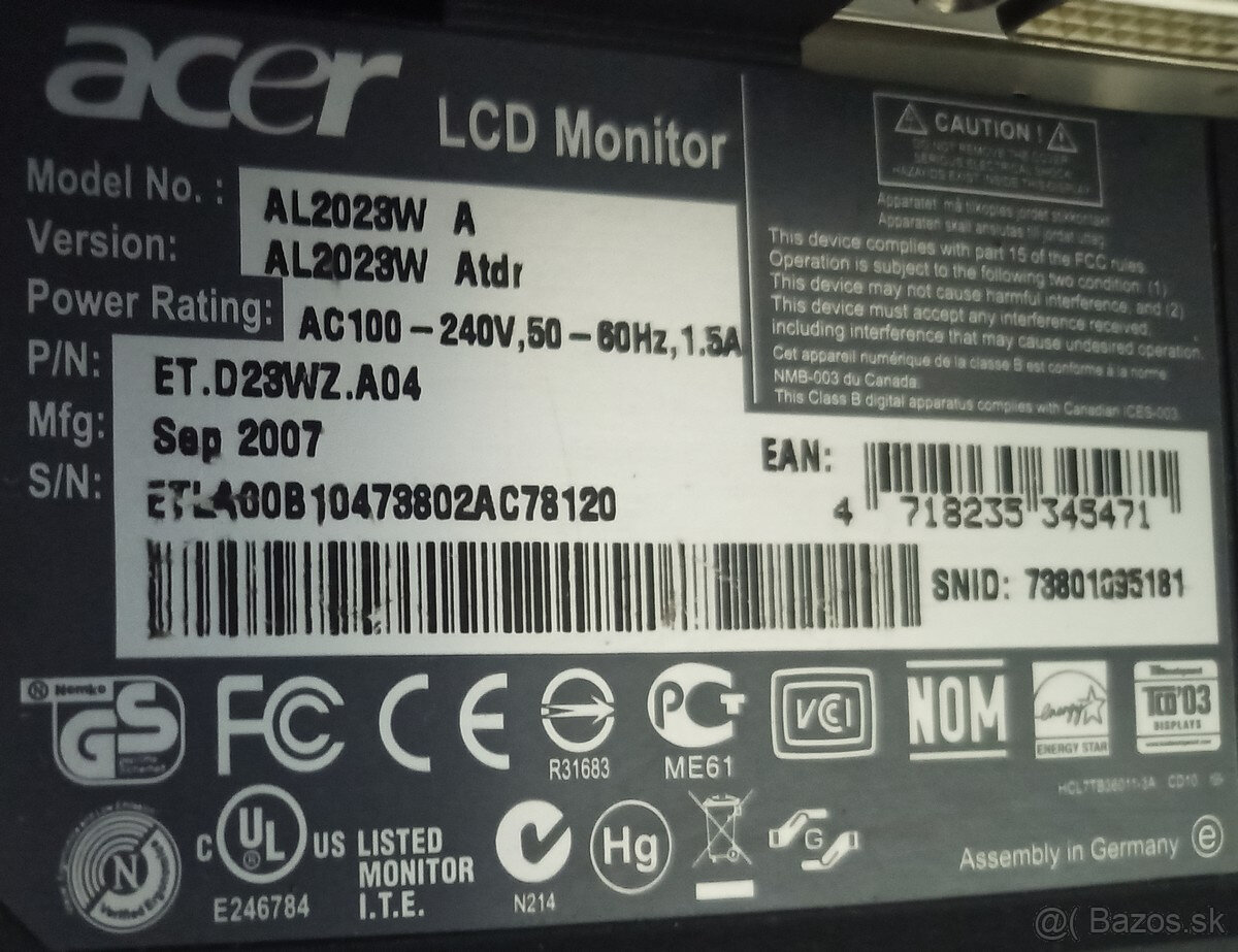 LCD monitor ACER AL2023W 20" - 3