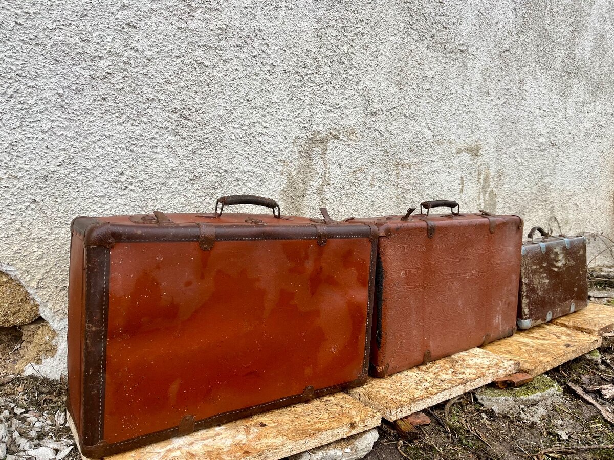 Starožitný starý retro cestovný kufor - 1ks - 3
