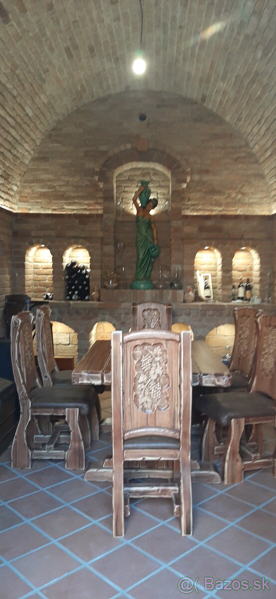 Drevený stôl 160×90 +6 stolićkov do vinnice - 3