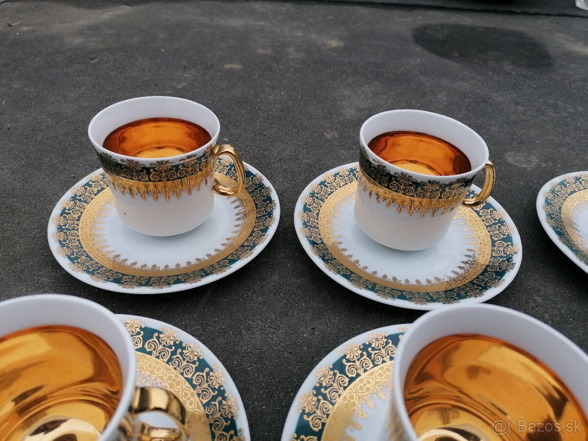 Predám zlato-tyrkysová porcelánová sada - 3