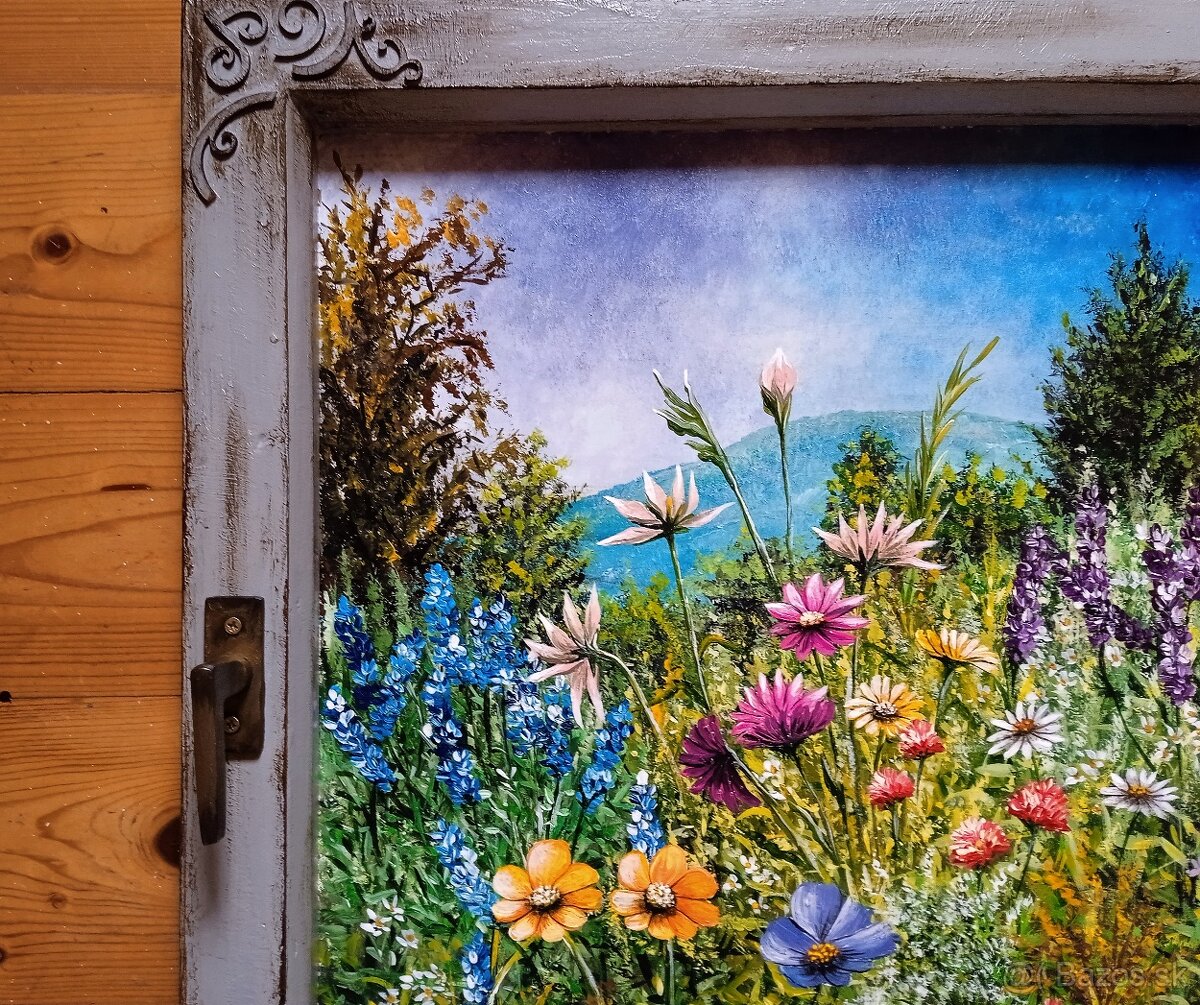 Obraz v starom drevenom okienku 56x57 cm - 3