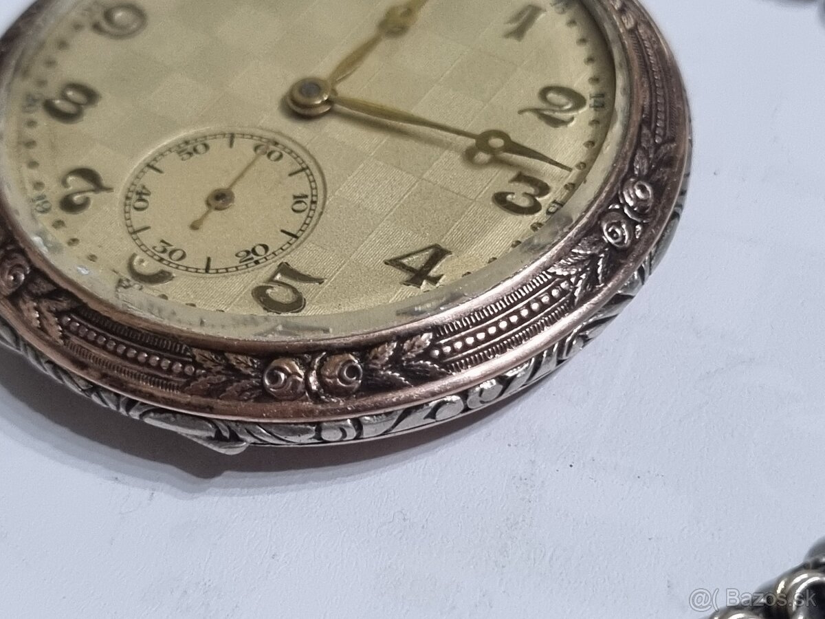 Strieborné, vreckové hodinky,Lanco. - 3