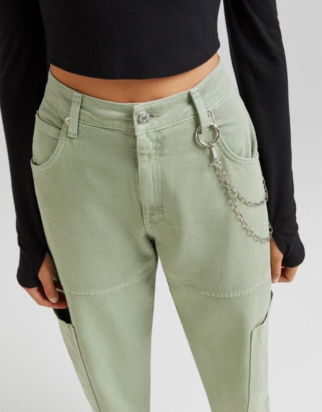 Vojenské nohavice s retiazkou Bershka 36 nové - 3