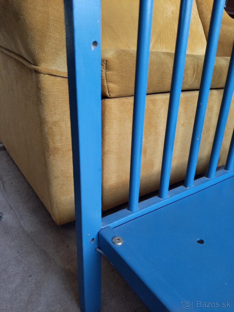 Modrá detská postielka IKEA, 120x60 cm + 2 matrace - 3