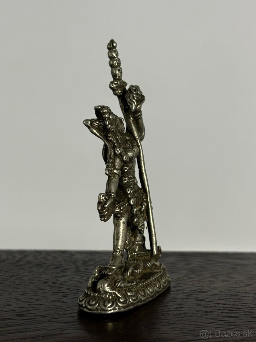 4 starožitné Tibetské bronzové sošky na originálnom drevenom - 3