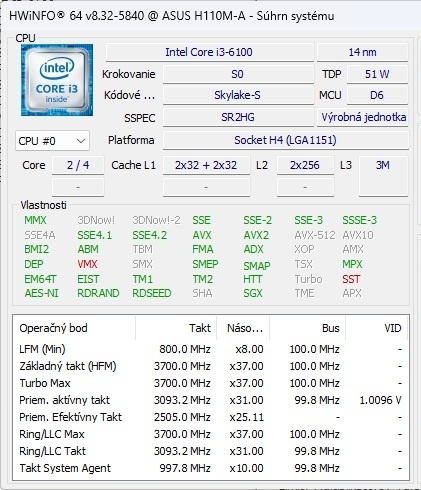 Intel Core i3-6100 2x3.7GHz Socket LGA1151 - 3