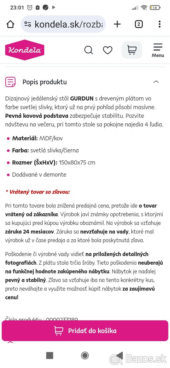 Stôl jedálenský 150x80cm - 3